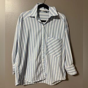 Zara Light Blue and White Stripped Button Down